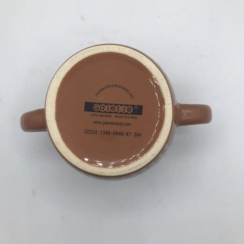Galerie Sock Monkey Double 2 Handle Coffee Tea Cup‎ Mug Brown 16 oz